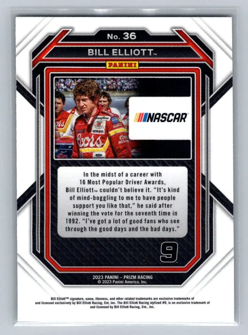 2023 Panini Prizm #36 Bill Elliott Melling Racing - Racing Card Single