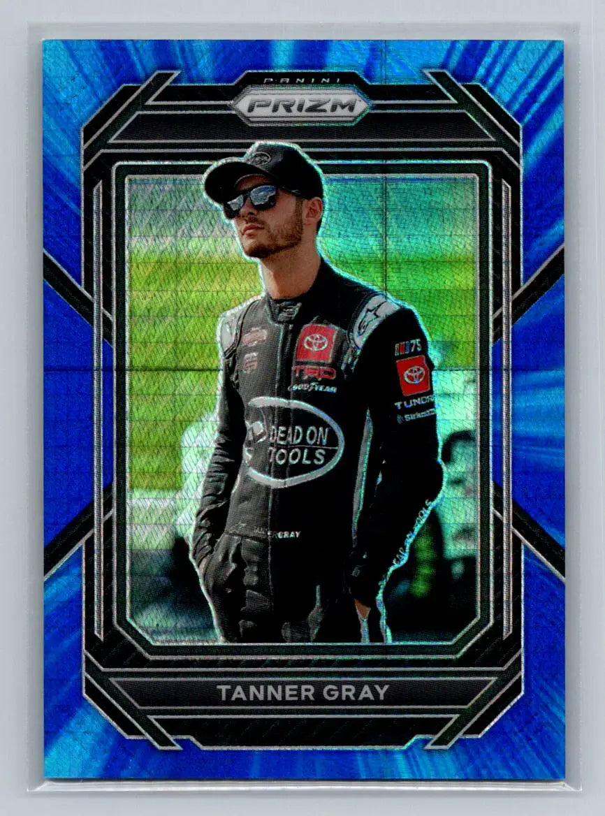 2023 Panini Prizm #79 Tanner Gray Hyper Prizm Blue and Carolina Blue - Racing Card Single