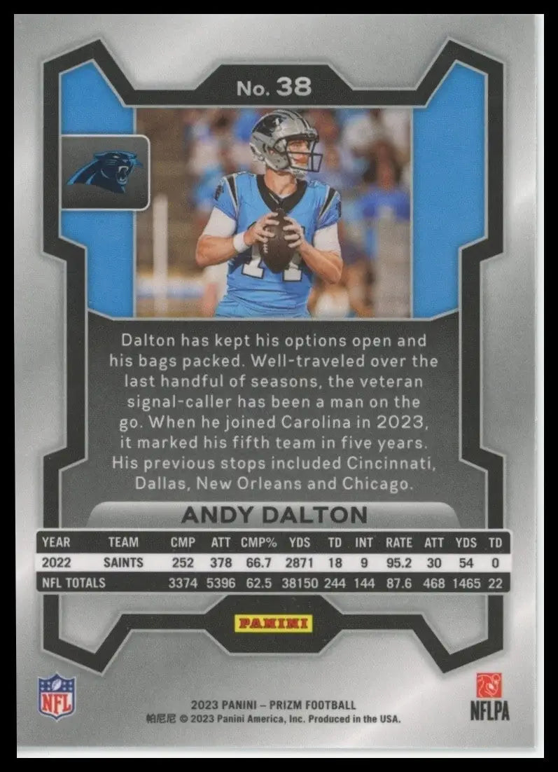 2023 Panini Prizm Andy Dalton #38 Carolina Panthers Football Card NFL Sports - Football Card Single