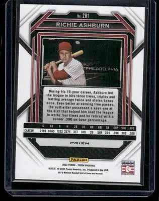 2023 Panini Prizm Baseball Richie Ashburn #281 Blue Baseball - Baseball Card Single