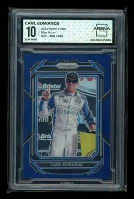 2023 Panini Prizm Blue Prizm Carl Edwards #29 408/499 Racing Arena Club 10 - Racing Card Single