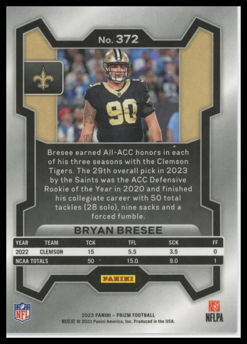 2023 Panini Prizm Bryan Bresee RC 372 New Orleans Saints - Football Card Single