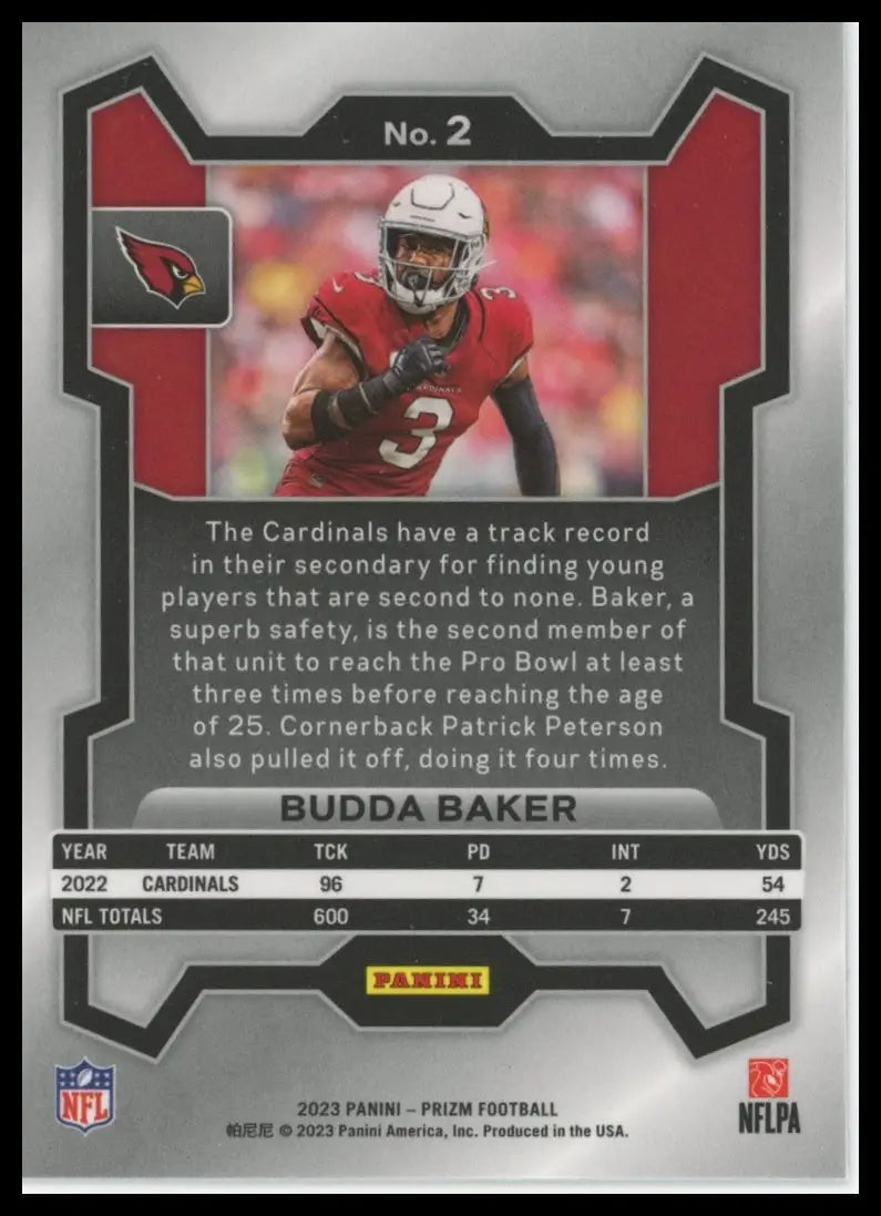 2023 Panini Prizm Budda Baker 2 Arizona Cardinals - Football Card Single