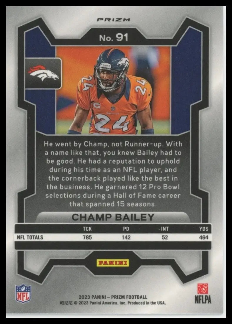 2023 Panini Prizm - Champ Bailey #91 Green Wave Prizm - Football Card Single