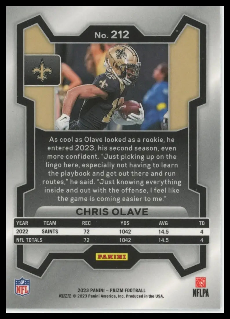 2023 Panini Prizm Chris Olave 212 New Orleans Saints - Football Card Single