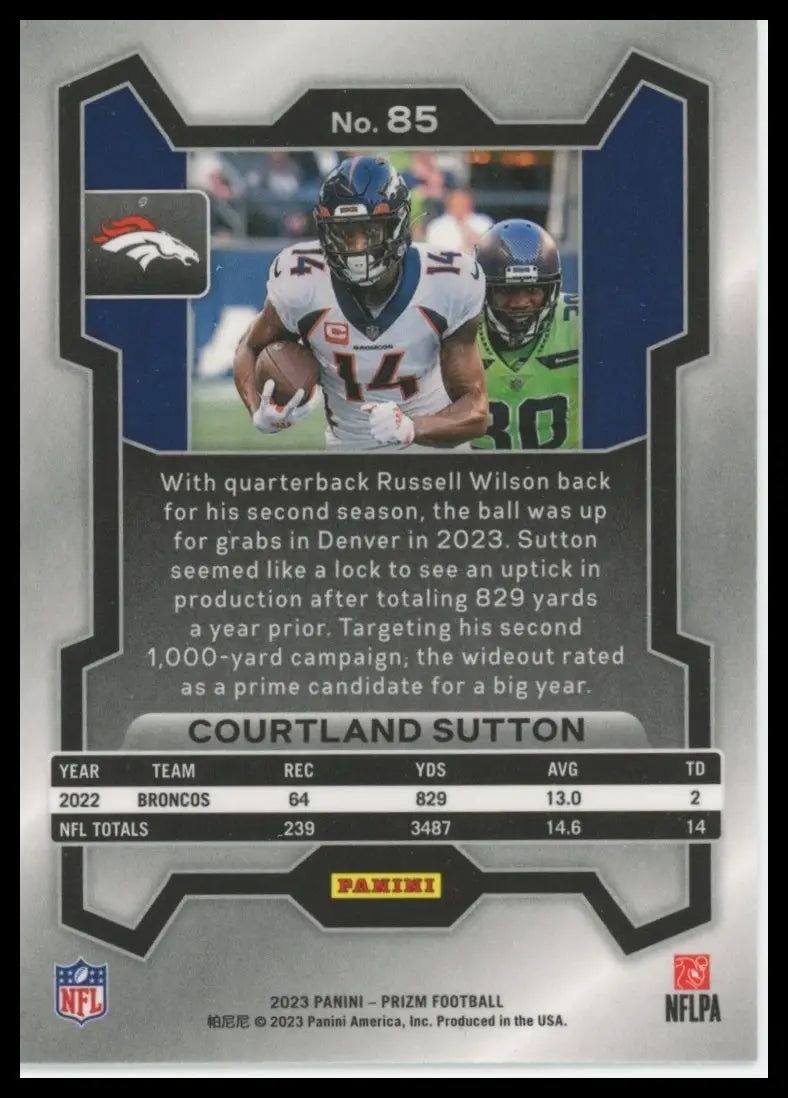 2023 Panini Prizm Courtland Sutton 85 Denver Broncos NM - Football Card Single