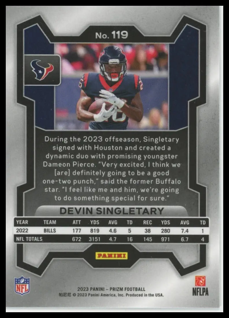 2023 Panini Prizm Devin Singletary 119 Houston Texans - Football Card Single