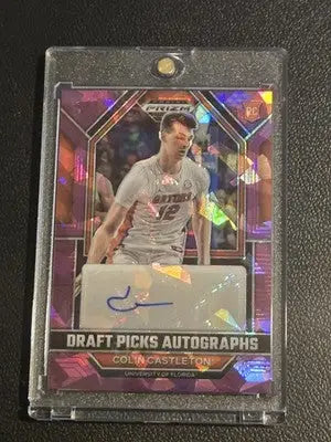 2023 Panini Prizm Draft Colin Castleton Draft Picks Autographs Purple Ice #/99 - Basketball Card Single