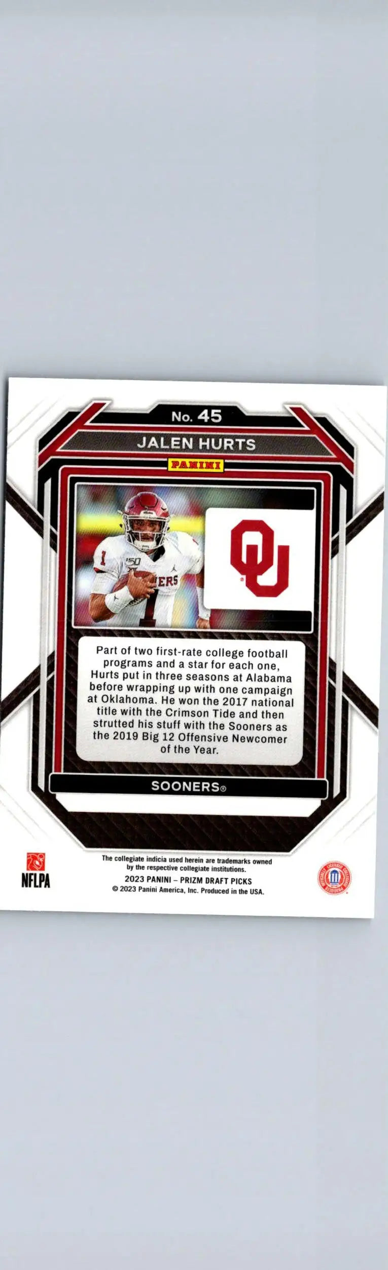 2023 Panini Prizm Draft Picks #45 Jalen Hurts - Football Card Single