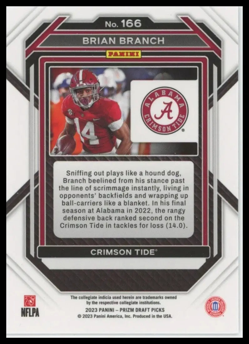 2023 Panini Prizm Draft Picks - Brian Branch #166 (RC) - Football Card Single
