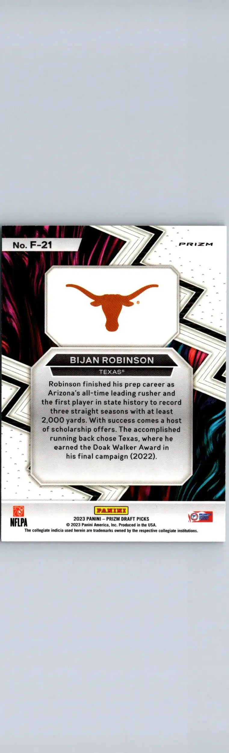 2023 Panini Prizm Draft Picks #F-21 Bijan Robinson Fearless Green - Football Card Single