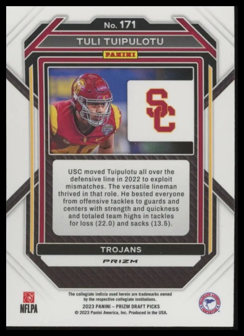 2023 Panini Prizm Draft Picks Gold Ice Tuli Tuipulotu #171 USC Trojans Football - Football Card Single
