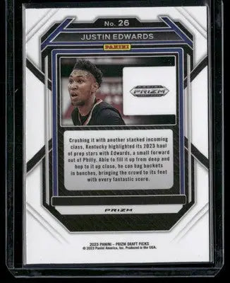 2023 Panini Prizm Draft Picks Justin Edwards #26 Red Ice Basketball - Basketball Card Single