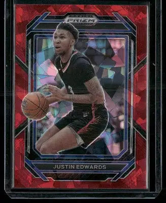 2023 Panini Prizm Draft Picks Justin Edwards #26 Red Ice Basketball - Basketball Card Single