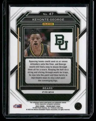 2023 Panini Prizm Draft Picks Keyonte George #47 Draft Picks RC Green Basketball - Basketball Card Single