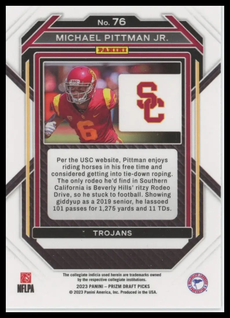 2023 Panini Prizm Draft Picks Michael Pittman Jr. 76 USC Trojans - Football Card Single