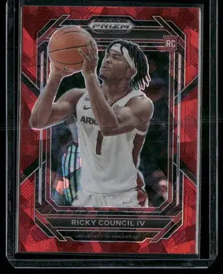 2023 Panini Prizm Draft Picks Ricky Council IV #1 Red Ice RC Basketball - Basketball Card Single