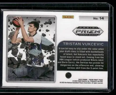 2023 Panini Prizm Draft Picks Tristan Vukcevic # 14 Prizm Break RC Basketball - Basketball Card Single