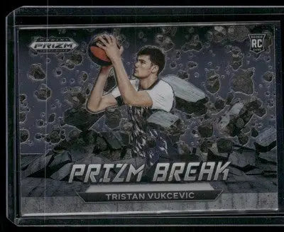 2023 Panini Prizm Draft Picks Tristan Vukcevic # 14 Prizm Break RC Basketball - Basketball Card Single