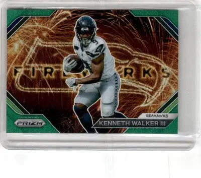 2023 Panini Prizm #F-14 Kenneth Walker III Fireworks Prizms Green - Football Card Single