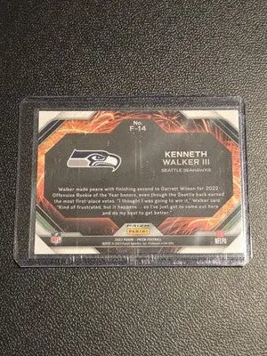 2023 Panini Prizm #F-14 Kenneth Walker III Fireworks Prizms Green Wave - Football Card Single