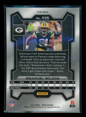 2023 Panini Prizm Football Emanuel Wilson #335 Orange Cracked Ice RC Football - Football Card Single