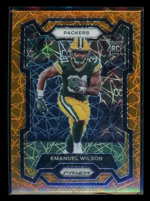 2023 Panini Prizm Football Emanuel Wilson #335 Orange Cracked Ice RC Football - Football Card Single