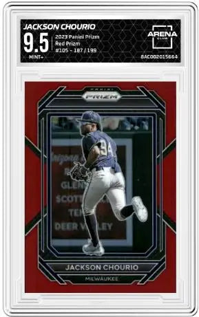2023 Panini Prizm Jackson Chourio #105 Red Prizm 187/199 Arena Club 9.5