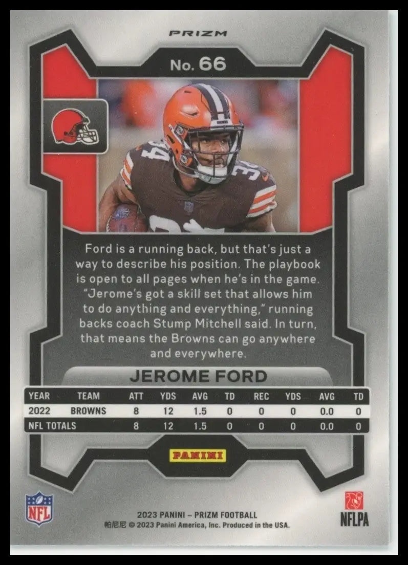 2023 Panini Prizm - Jerome Ford #66 Green Wave Prizm - Football Card Single