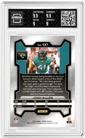 2023 Panini Prizm Josh Allen #137 Football Arena Club 9.5 - Football Card Single