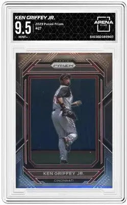 Encased 2023 Panini Prizm Ken Griffey Jr Baseball Card with 9.5 Mint grade