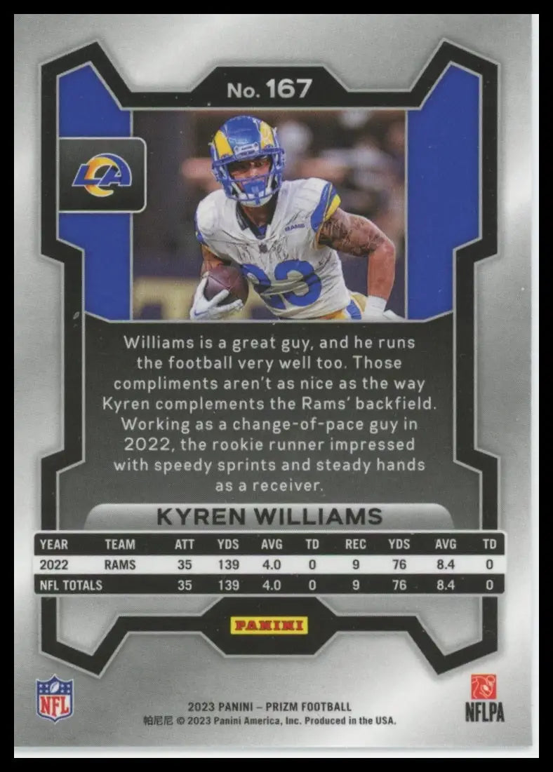 2023 Panini Prizm Kyren Williams 167 Los Angeles Rams NM - Football Card Single