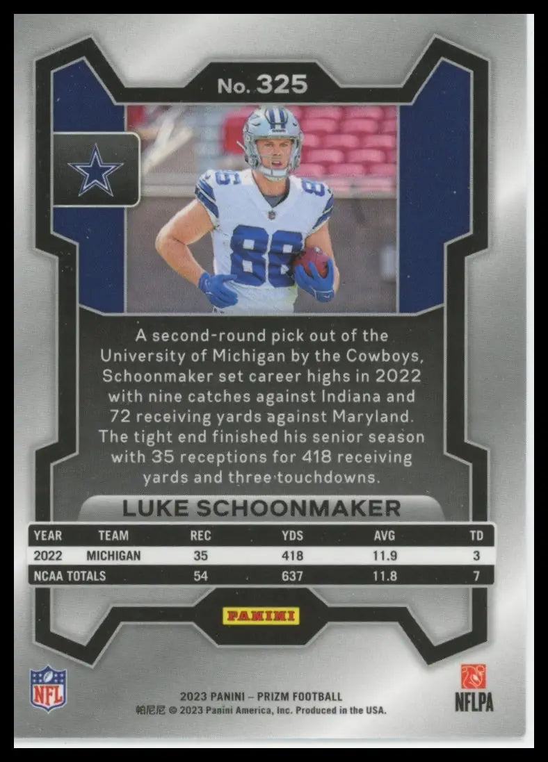 2023 Panini Prizm Luke Schoonmaker RC 325 Dallas Cowboys - Football Card Single