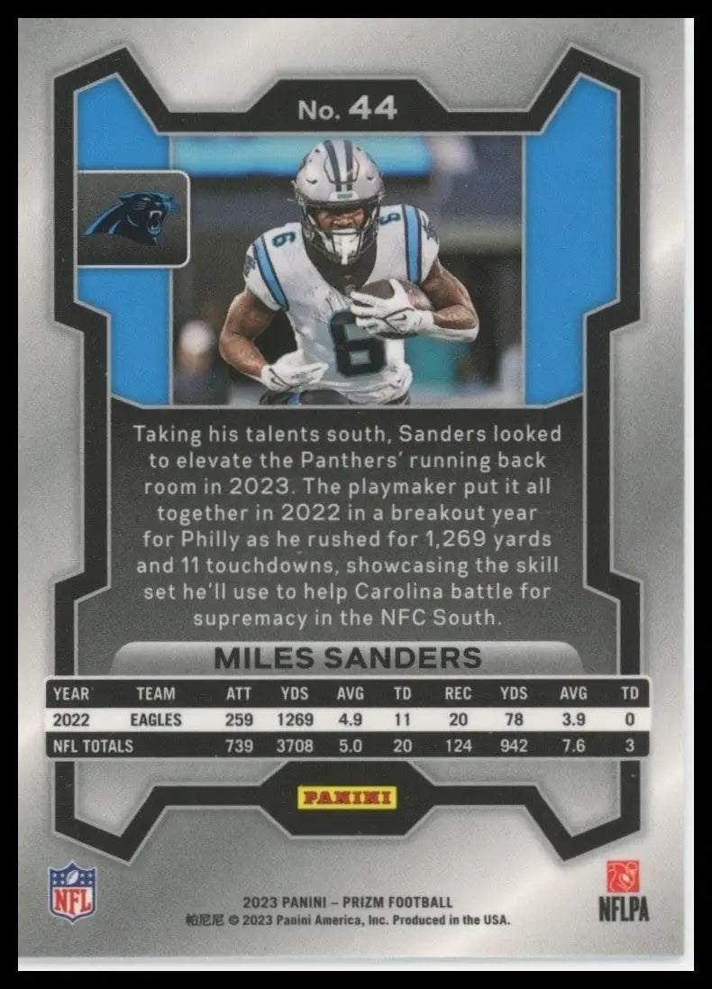 2023 Panini Prizm Miles Sanders #44 Carolina Panthers Football Card NFL Sports - Football Card Single