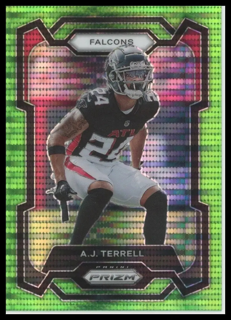 2023 Panini Prizm Neon Green Pulsar AJ Terrell #17 Atlanta Falcons Football Card
