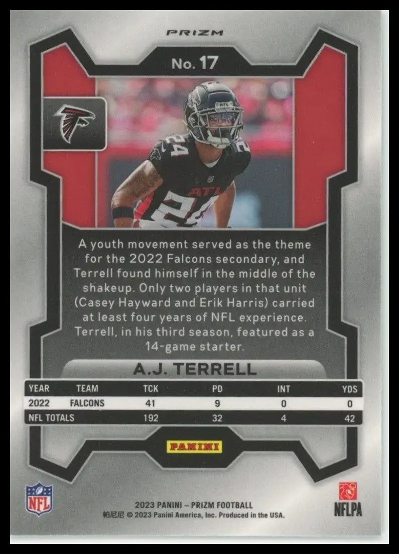 2023 Panini Prizm Neon Green Pulsar AJ Terrell #17 Atlanta Falcons Football Card