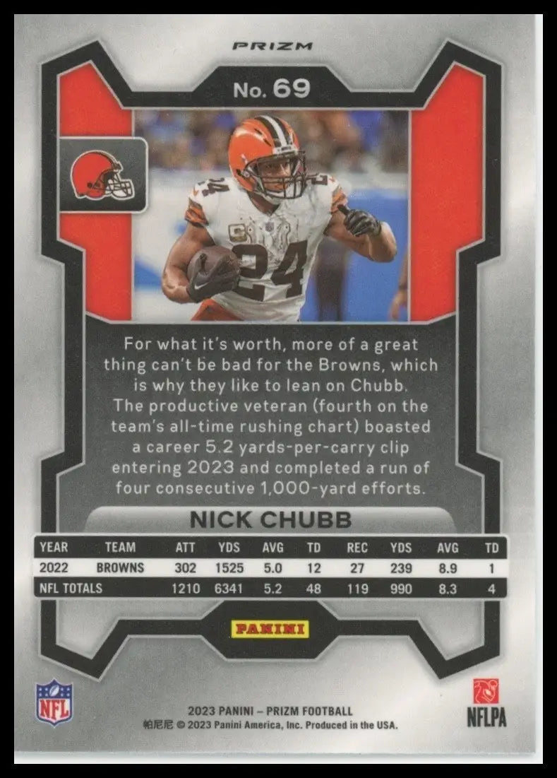 2023 Panini Prizm - Nick Chubb #69 Green Prizm - Football Card Single