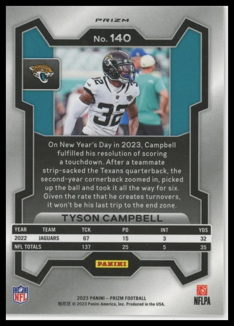 2023 Panini Prizm Orange Disco Tyson Campbell #140 Jacksonville Jaguars Football
