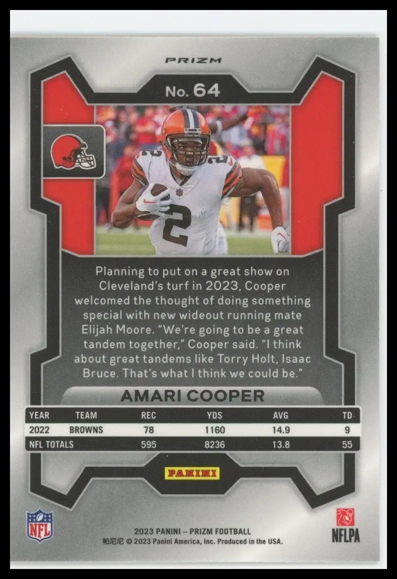 2023 Panini Prizm Orange Ice Amari Cooper #64 Cleveland Browns Football Card NFL