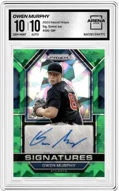 Panini Prizm Owen Murphy Green Auto Baseball Arena Club 10 trading card with autograph