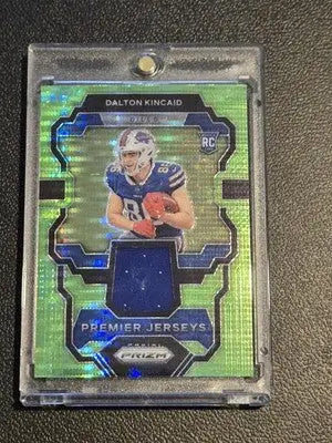 2023 Panini Prizm #PJ-DK Dalton Kincaid Premier Jerseys Neon Green Pulsar