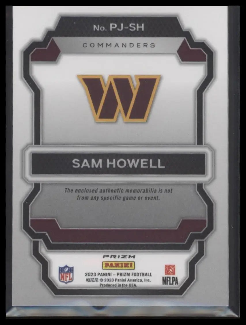 2023 Panini Prizm #PJ-SH Sam Howell Premier Jerseys Purple Pulsar - Football Card Single