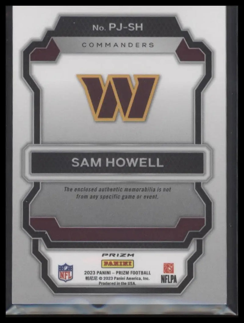 2023 Panini Prizm #PJ-SH Sam Howell Premier Jerseys Purple Pulsar - Football Card Single