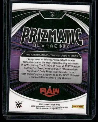 2023 Panini Prizm Prizmatic Entrances Cody Rhodes #9 Wrestling - Wrestling Card Single