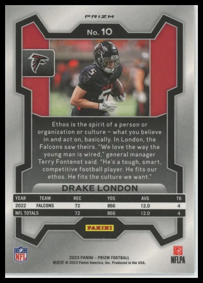 2023 Panini Prizm Red White and Blue Drake London #10 Atlanta Falcons Football