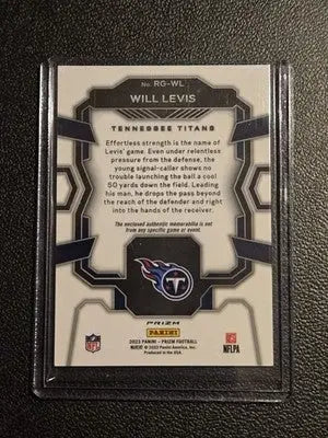 2023 Panini Prizm #RG-WL Will Levis Rookie Gear - Football Card Single