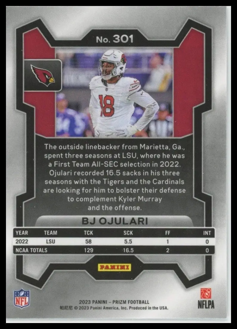 2023 Panini Prizm - Rookies BJ Ojulari #301 (RC) - Football Card Single