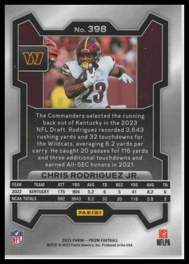 2023 Panini Prizm - Rookies Chris Rodriguez Jr. #398 (RC) - Football Card Single
