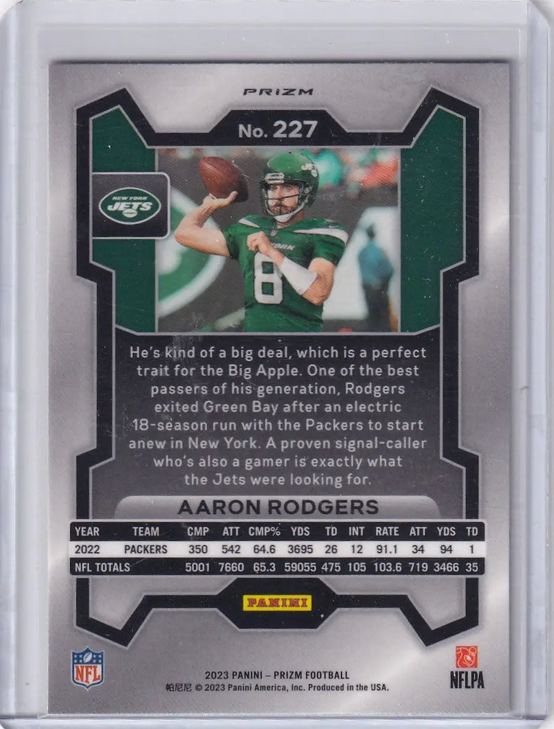 2023 Panini Prizm Silver #227 Aaron Rodgers - New York Jets - Football Card Single