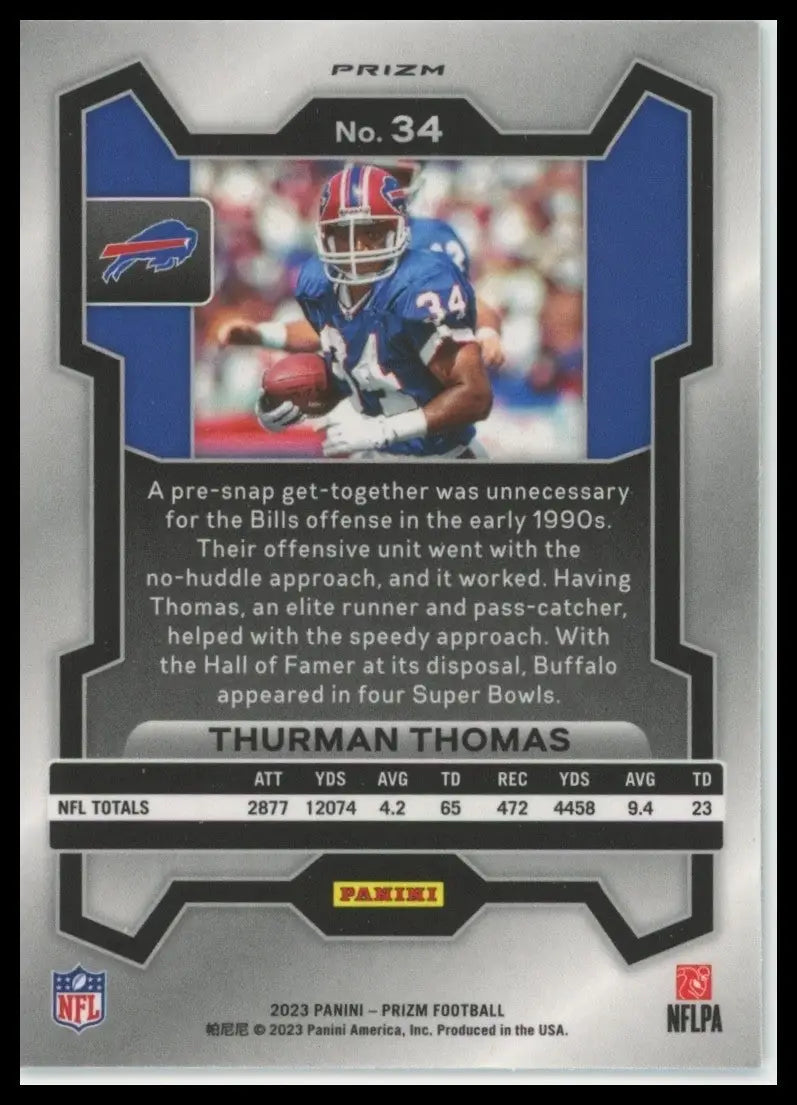 2023 Panini Prizm - Thurman Thomas #34 Green Prizm - Football Card Single